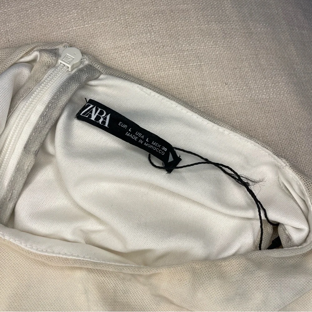 ZARA Ruched Mesh Tie-Dye One Shoulder Maxi Dress | Bodycon Fit | Size L - Picture 8 of 9